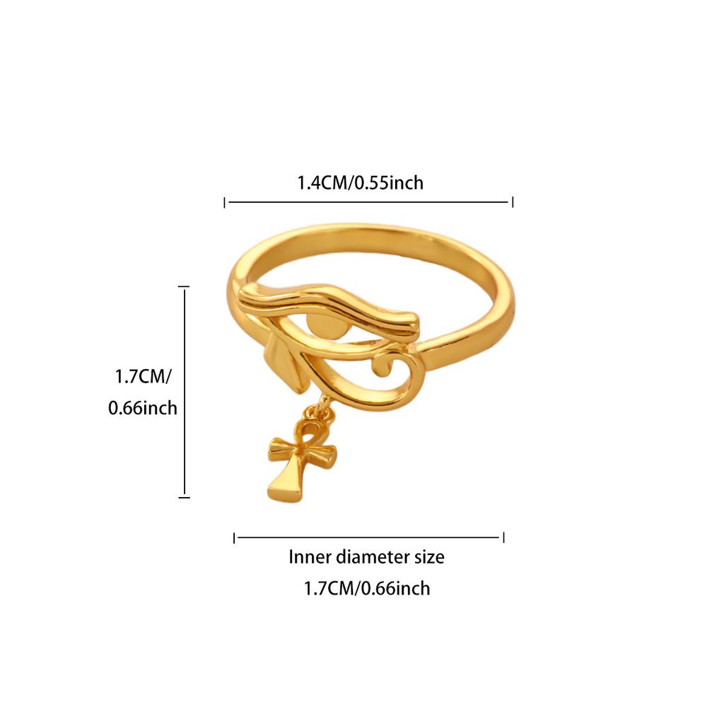 Vintage Tassel Ankh Cross Pendant Eye of Horus Rings For Women Men 18k Gold Plated Ring Ancient Egyptian Ring Jewelry