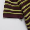 2025 Spring/Summer Women's Striped Knit Polo Collar Short-Sleeve Top