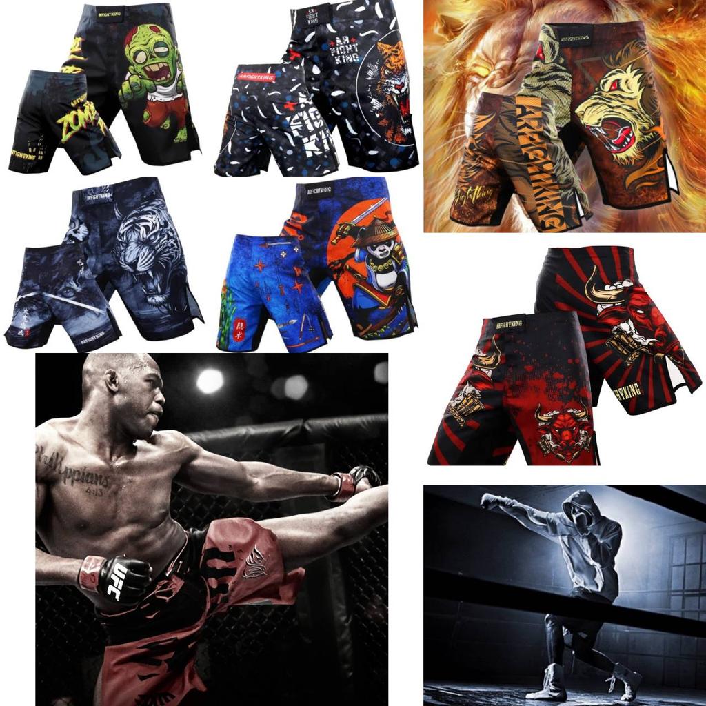 Men MMA Shorts Boxing Lion Printing Workout Muay Thai Gym Sports Pants Jiujitsu Fight Wear