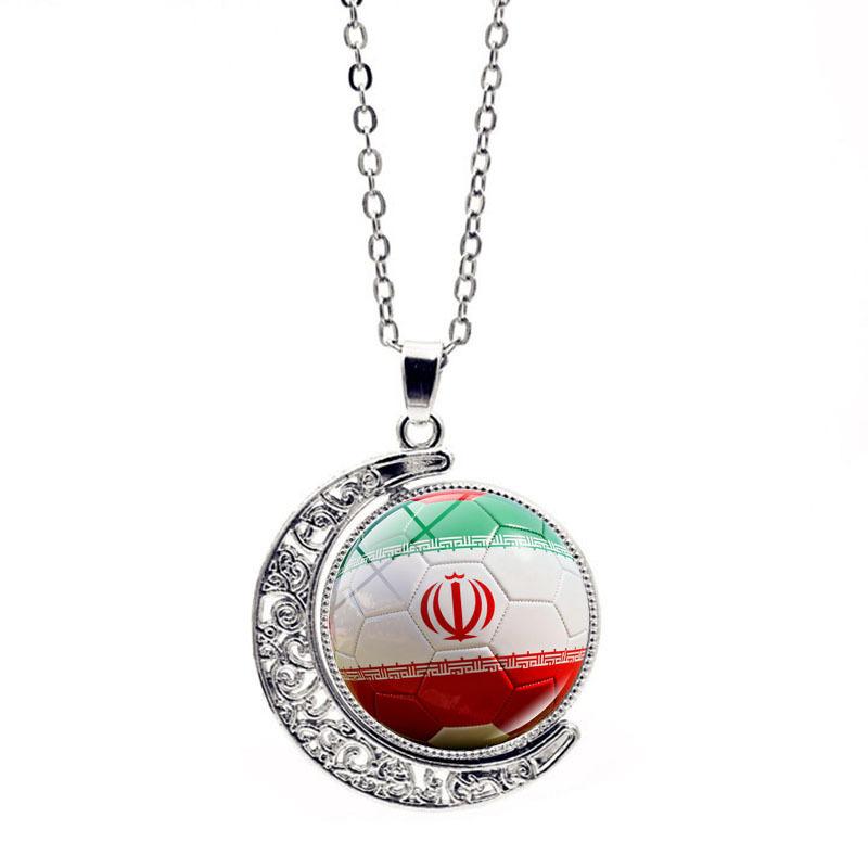 FIFA World Cup Flag Football Necklace Women's Versatile Creative Rotating Moon Pendant Sweater Chain