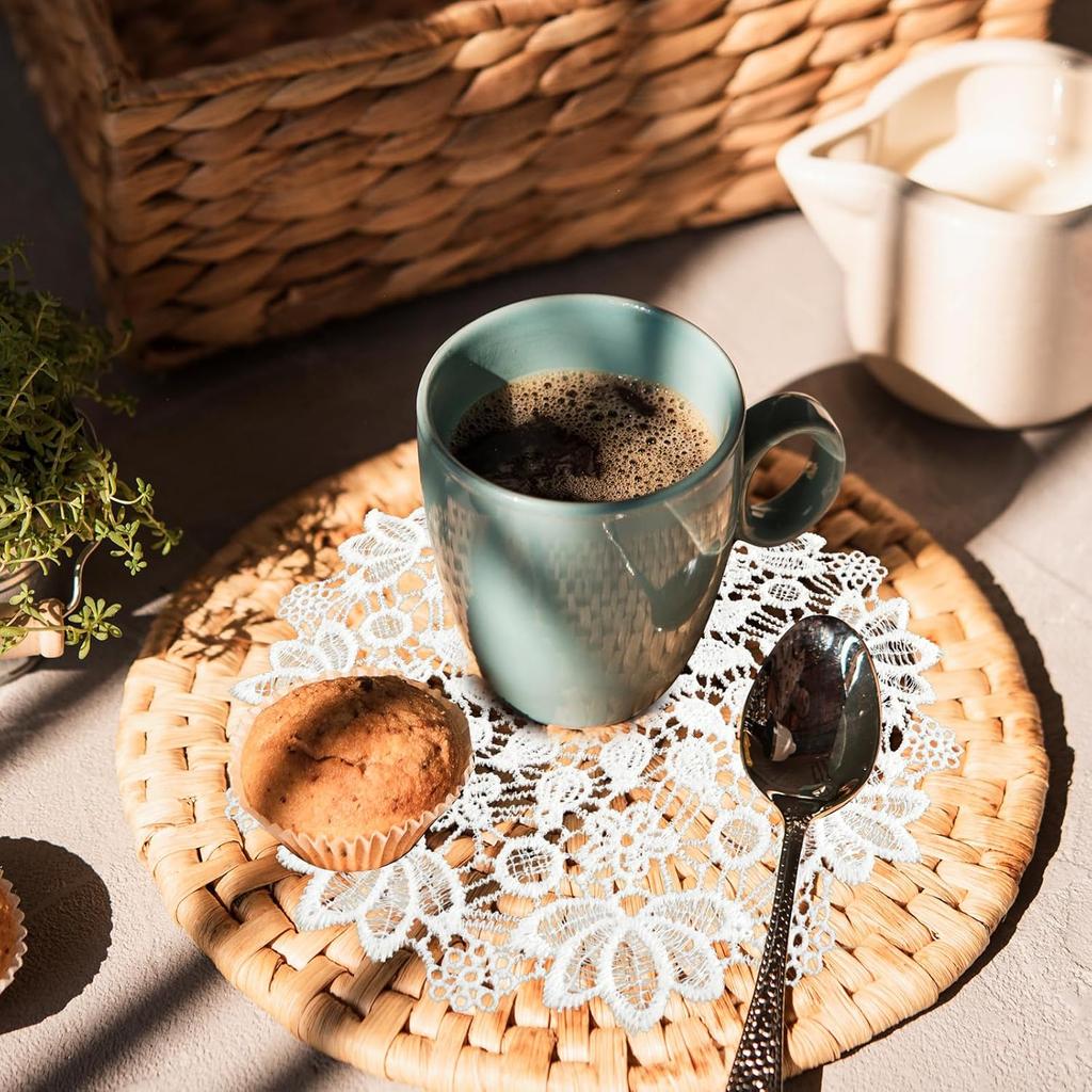 6 Pcs Doilies for Tables 6 Inch Crochet Handmade Lace Coasters Round Laces Placemat Rustic Table Doilies Decors for Kitchen Dining Room Party