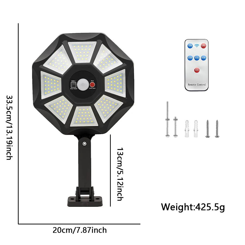 168LED Solar Lights Outdoor 3 Modes Surfaces Flood Light with Motion Sensor Waterproof Solar Powered Wall Lamp for Yard Garden