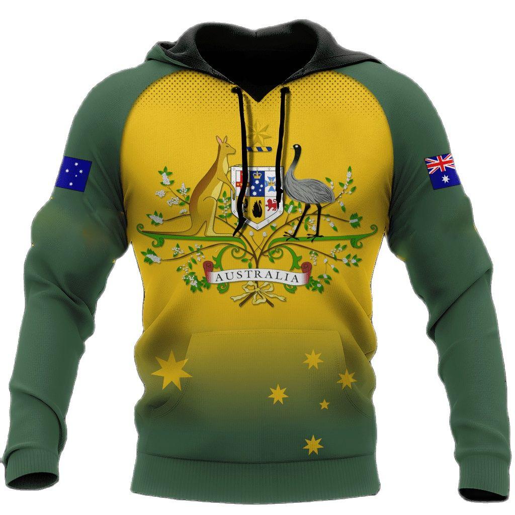 Jesienne bluzy z kapturem z nadrukiem flagi Australii 3D Modne Casualowe Sportowe z Długim Rękawem Męskie Bluzy z Kapturem