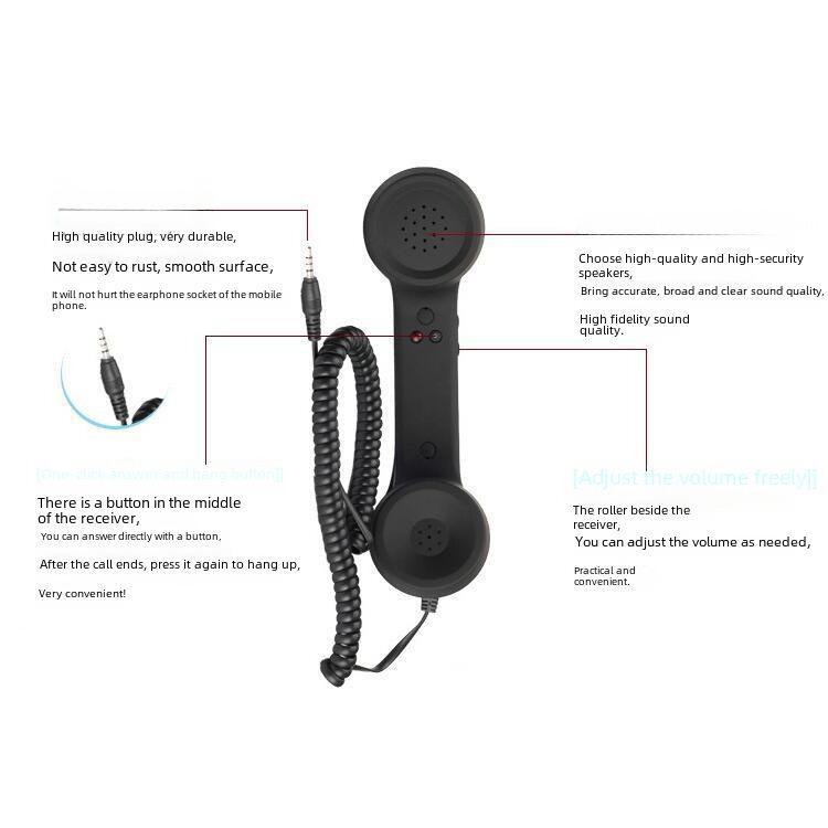 Retro Mobile Handset with 3.5mm Connector - Large Size Earphone & Microphone