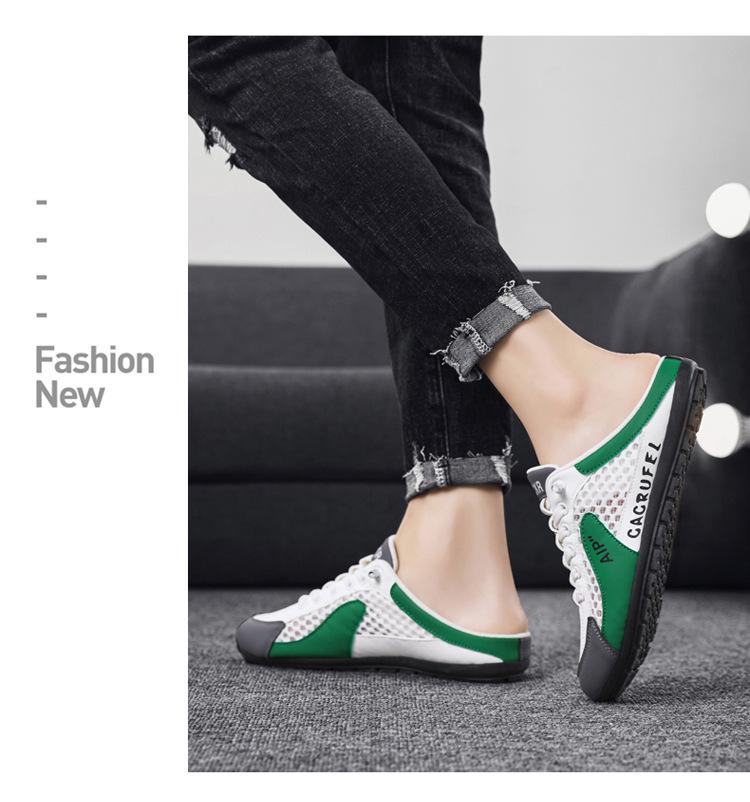 Cross-Border Men's Plus Size 2024 Summer Baotou Cool Slippers: Casual, Breathable Beach Mesh Shoes
