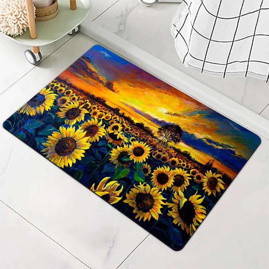 Tree Trunk  Leaf Pattern Carpet Mat Bathroom Entrance Bedroom Door Mat Home Decoration  Rural Natural Art Floor Mat