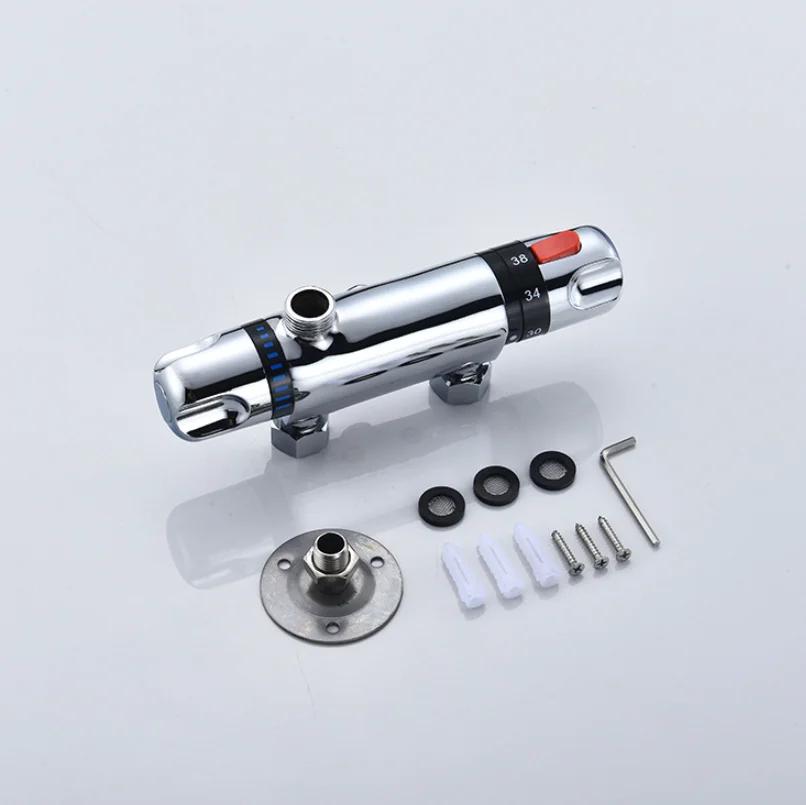 Zinc Alloy Chrome Thermostatic Shower Faucet Mixer Valve Dual Handle Bathroom Bathtub Shower Faucet Cold /Hot