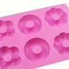 1Pc DIY Baking Supplies 6 Flower Shaped Donut Silicone Chocolate Mold Round Bread