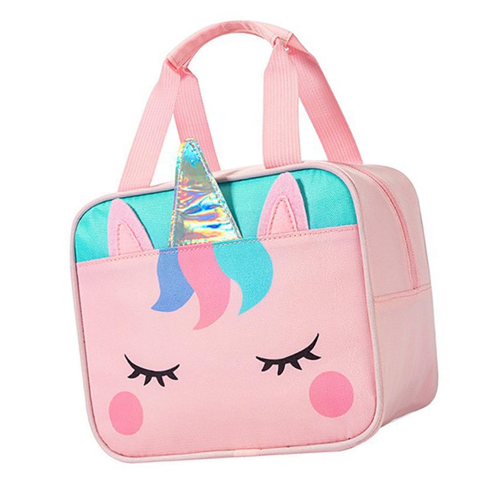 Children Lunch Bag Kindergarten Students Cartoon Portable Insulated Thermal Lunch Box Bag Pink