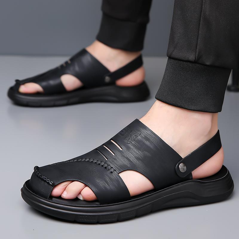 Beach Flats Open-toe Men's Slide Sandals Comfortable Summer Shoes Quick Dry Wading Aqua Slippers All-match Travel Male Sandals