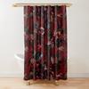 Cortina de ducha con diseño floral, color rosa oscuro, negro, rojo, verde, hojas, flores coloridas, mariposas, cortinas góticas para baño, decoración vintage para baño