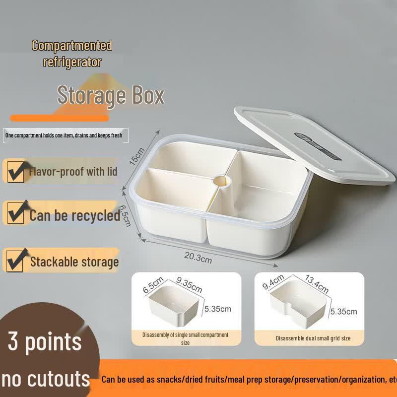 FATTBAO Compartmented Refrigerator Storage Box