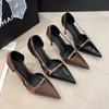 Women's High Heels Sexy Pointed Imitation Snake Pattern Pu Leather Fashion Buckle Strap Stiletto Heels Luxury Versatile Pumps