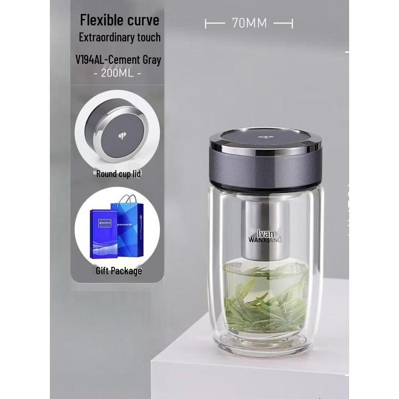 WANXIANG Borosilicate Double-Walled Glass Travel Tumbler