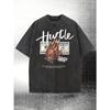 Men'S Relaxed Fit Short Sleeve Tee Made from Washed Pure, Featuring a Hip-Hop 'Hustle' Money Hand Design. This Trendy And Edgy Gift for Holidays