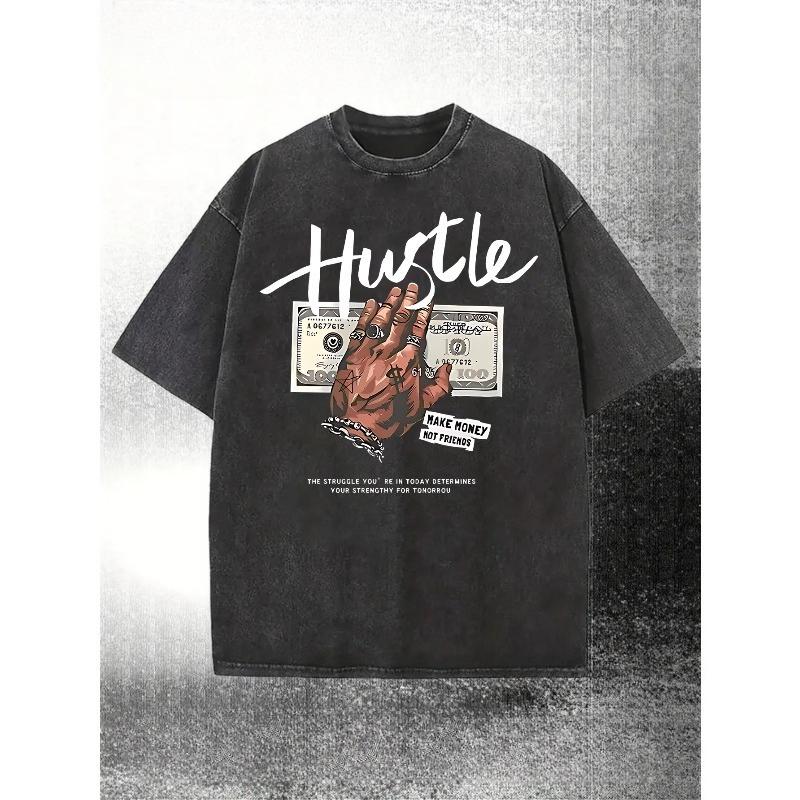 

Men S Relaxed Fit Short Sleeve Tee Made from Washed Pure, Featuring a Hip-Hop Hustle Money Hand Design. This Trendy And Edgy Gift for Holidays S чёрный
