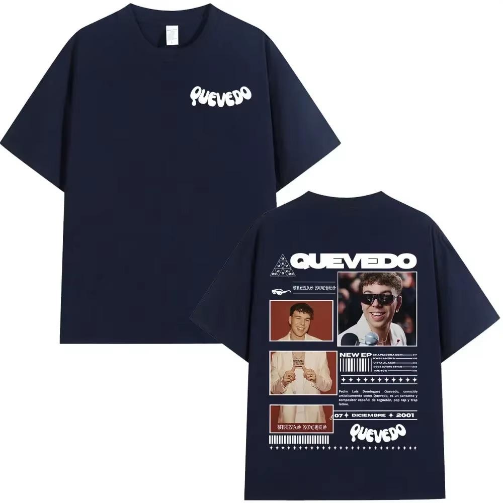 Rapper QUEVEDO 2025 BUENAS NOCHES T-shirt Men Women Fashion Hip Hop T-shirts Summer Casual Loose Short Sleeve T Shirt Streetwear