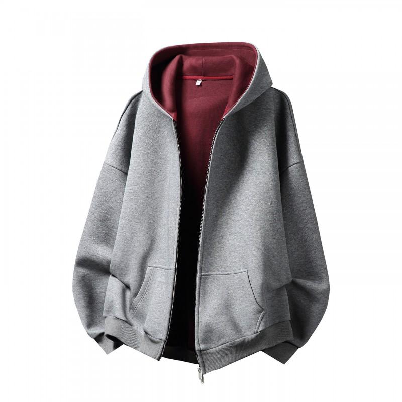 Unisex Oversized Hooded Zip-Up Sweatshirt Vintage Streetwear Casual Pullover Jacket