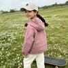 Girls' long sleeved jacket new spring mid to large children's hooded teddy bear top jacket