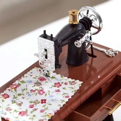 1 caja de música estilo minimáquina de coser con manivela, caja de música vintage, caja de joyería, regalos de cumpleaños y Navidad