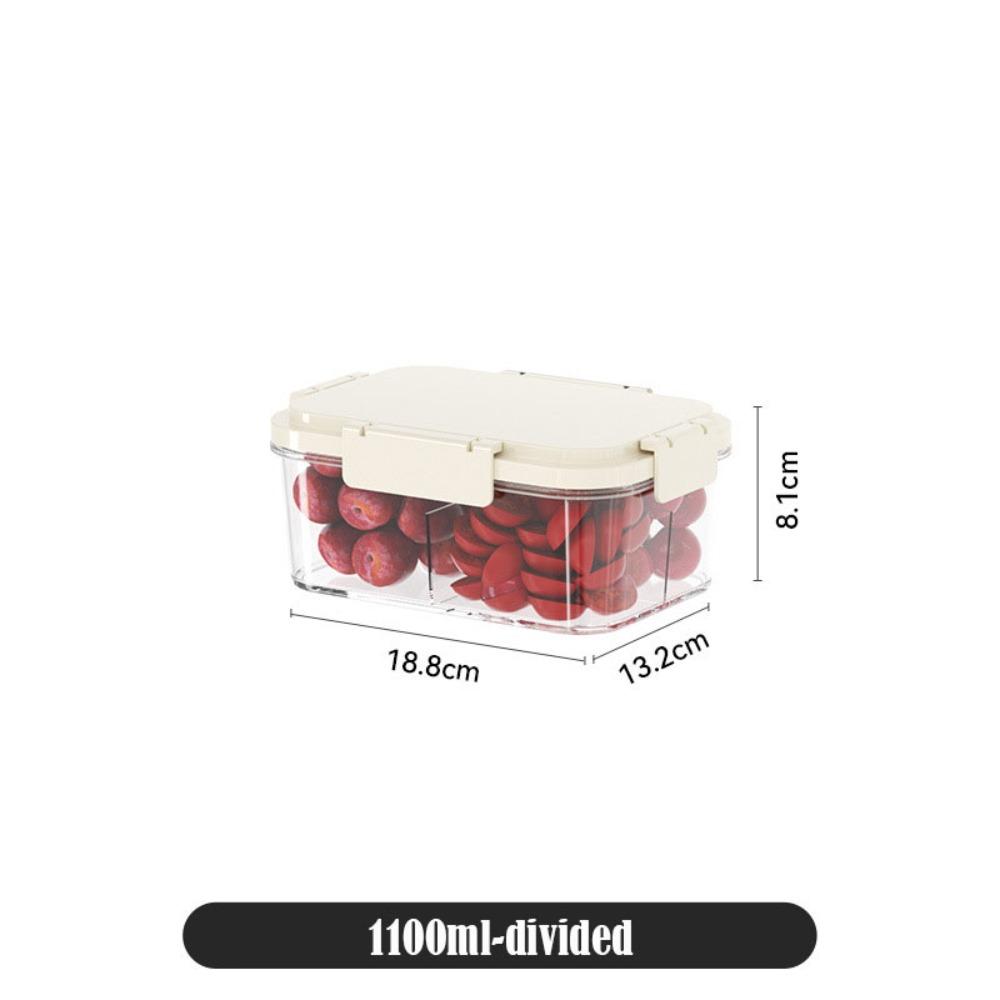 

Прозрачный контейнер для овощей и фруктов для холодильника, герметичный контейнер для хранения фруктов, портативный контейнер для хранения в холодильнике 1100ml-divided