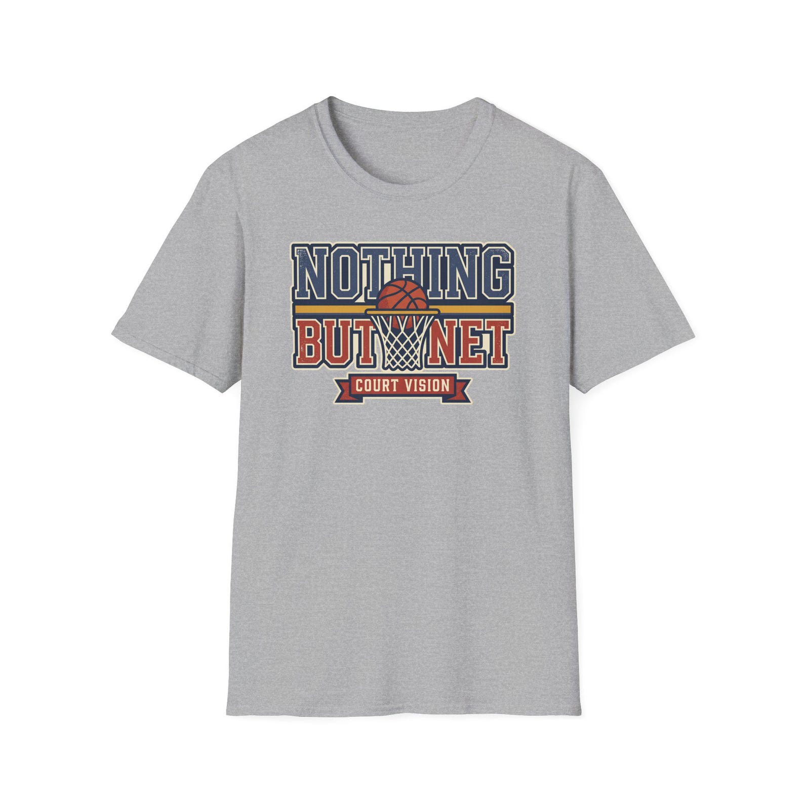 Basketball Graphic Tee | Nothing But Net Court Vision Shirt | Hoops Fan Gift | Unisex Sports T-Shirt M
