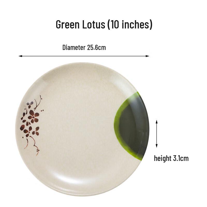 Melamine Green Lotus Dinner Plate Set
