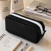 Zipper Design Simplicity Pencil Case Multifunctional Square Shape Stationery Box  Student Use