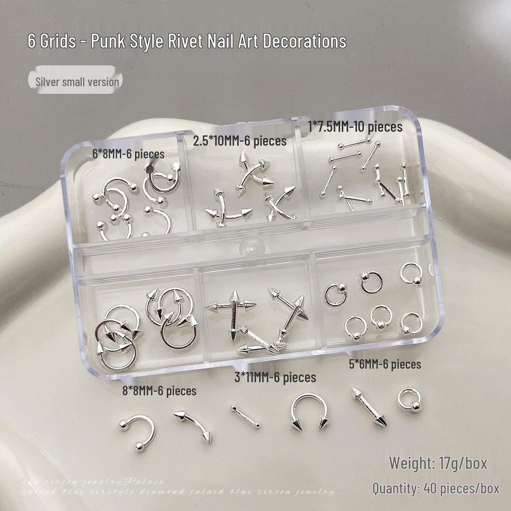 Punk-Style Metal Nail Ornaments: European & American Hot Girl Rivet Rings for DIY Wearable Nail Art