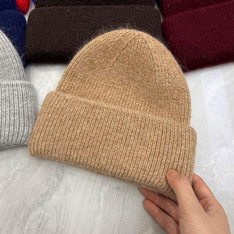 Hat Women's Autumn and Winter Wool Hat Casual Warm Versatile ins Knitted Hat Solid Color Light Board Cold Hat Men's Trend