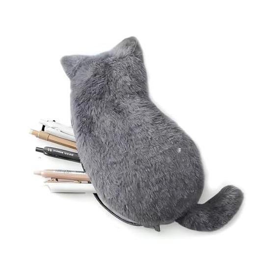 Pencil Case, Plush Pencil Case, Cat, Large Capacity, Fluffy, Cat Shape, Pencil Case, Pen Holder, Pen Holder, Stylish Pen Case, Push Pouch,