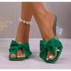 Modische durchsichtige PVC-Schmetterlingsknoten Damen Hausschuhe Mules Hohe Absätze Gladiator Sandalen Flip Flop Quadratische Zehenpartie Partyschuhe Mujer