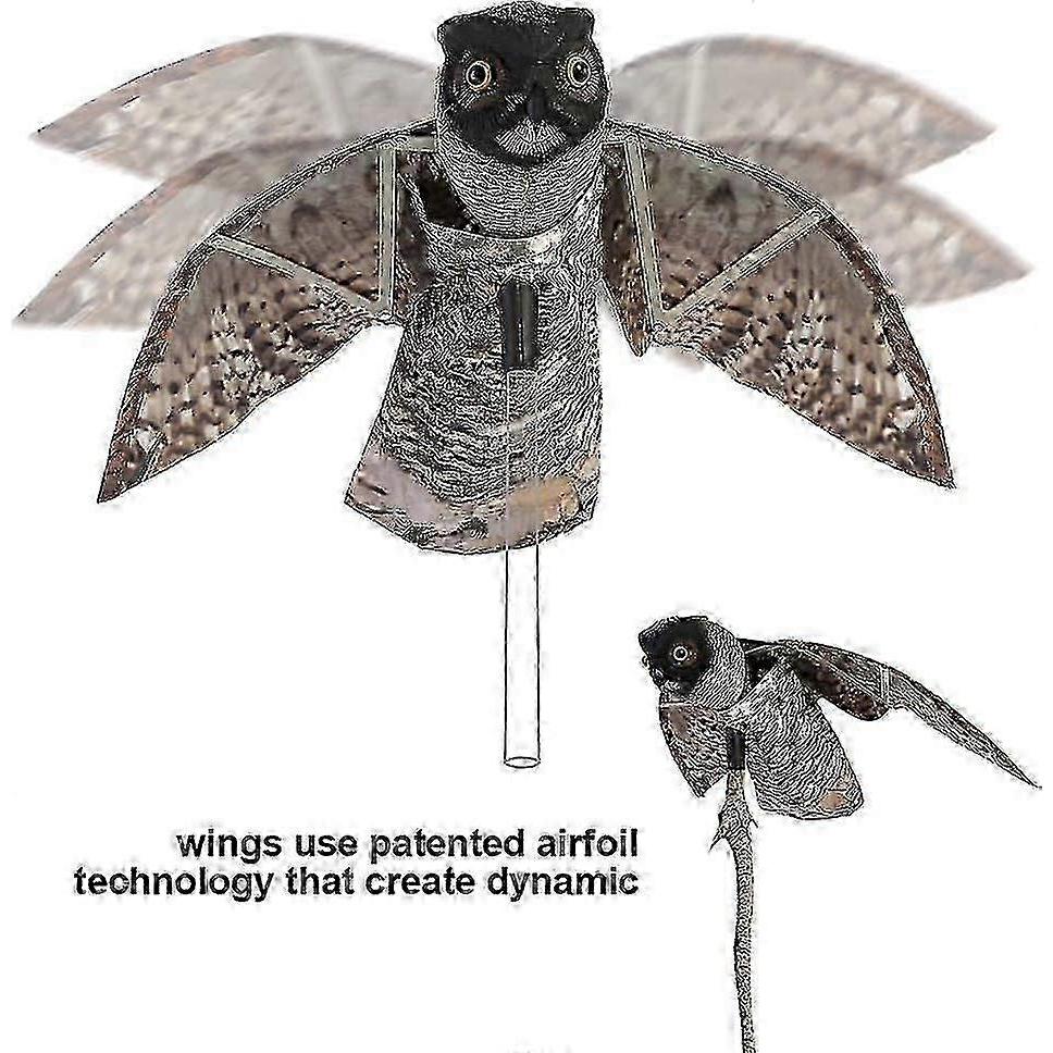 Prowler Owl With Moving Wing Lifelike Design Hunting Flight Pose Effective Bird Deterrent For Open Outdoor Areas