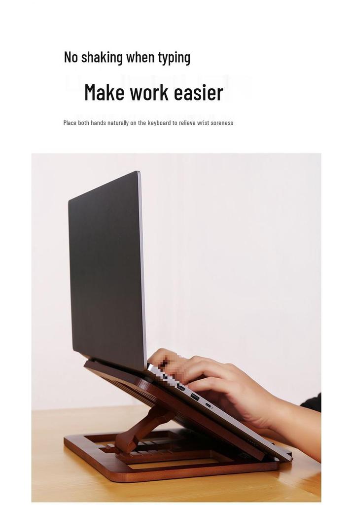 Solid Wood Foldable Laptop and Tablet Stand with Cooling Feature