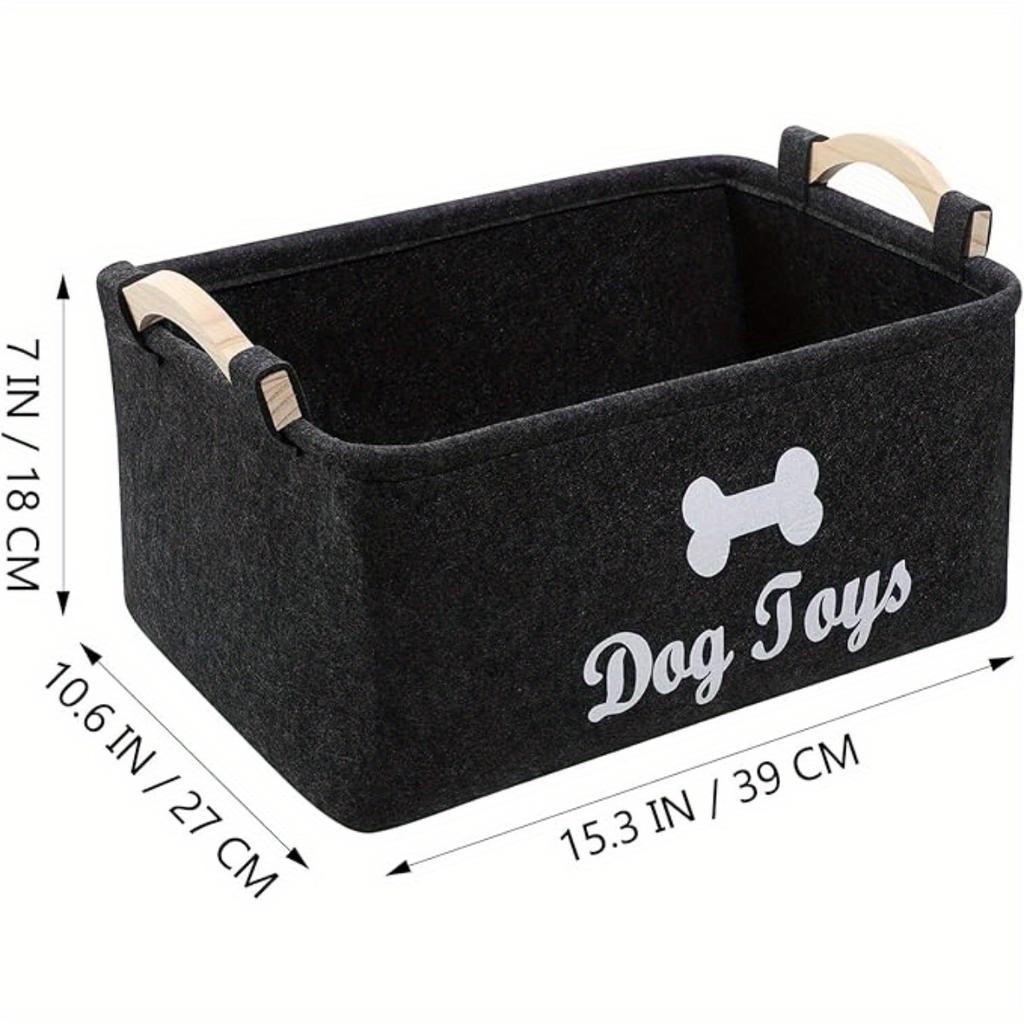 Multifunctional Felt Storage Basket Wooden Handle Pet Toys Home Organization Living Room Bedroom Use