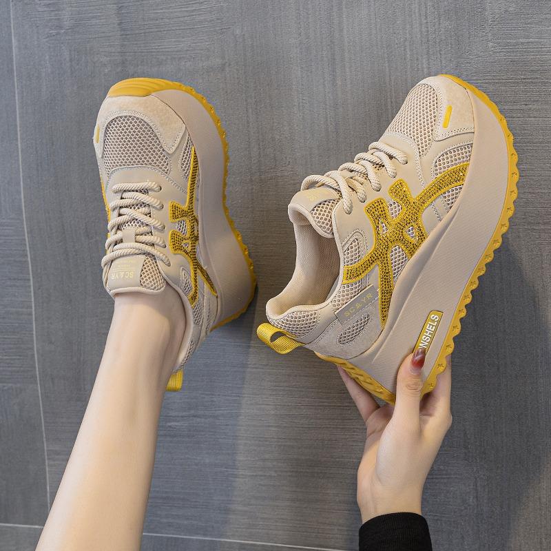 Small Shoes Spring and Autumn New Fashion Casual Mesh Breathable Thick Sole Height Increase Women's Shoes