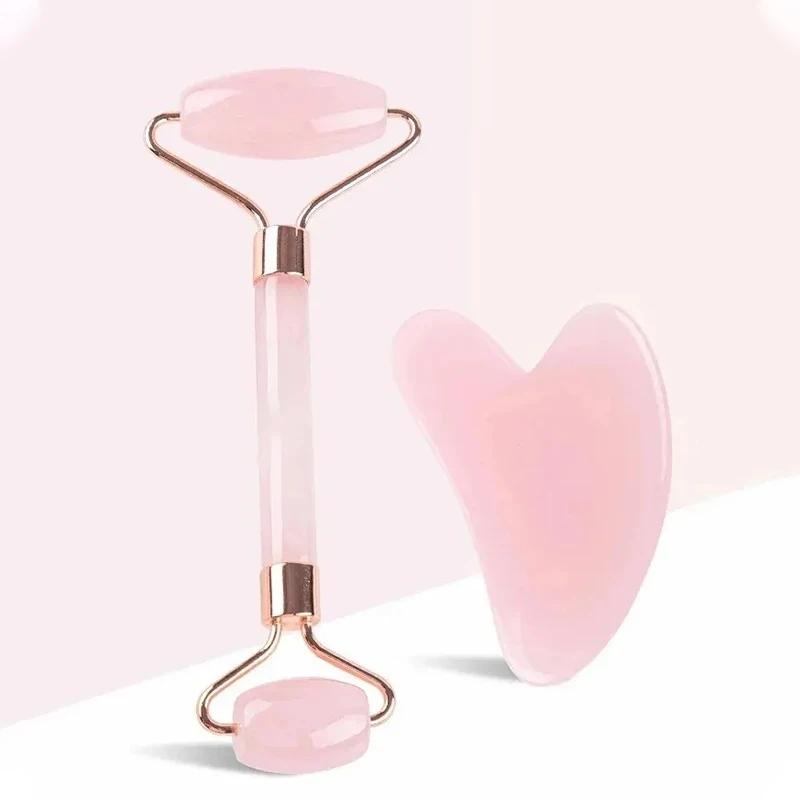 Complexion And Neck MassagingTool ABS Roller Beauty Scraping Double-ended Massage Stick To Unblock And Relax Non-rose Crystal Jade