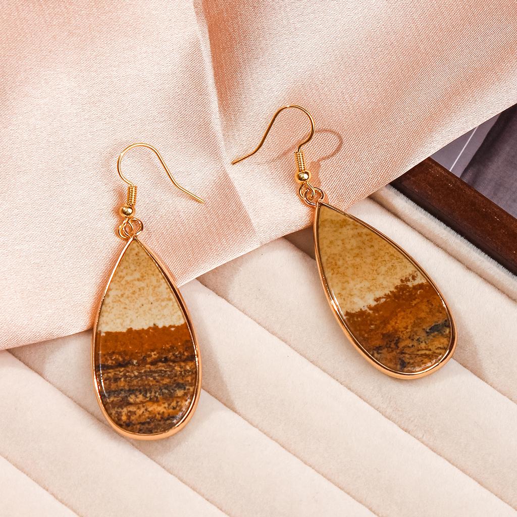 Natural Stone Earrings, Light Luxury High-end Earrings, Blue Pine, Green Eyed Stone Earrings, Accessories