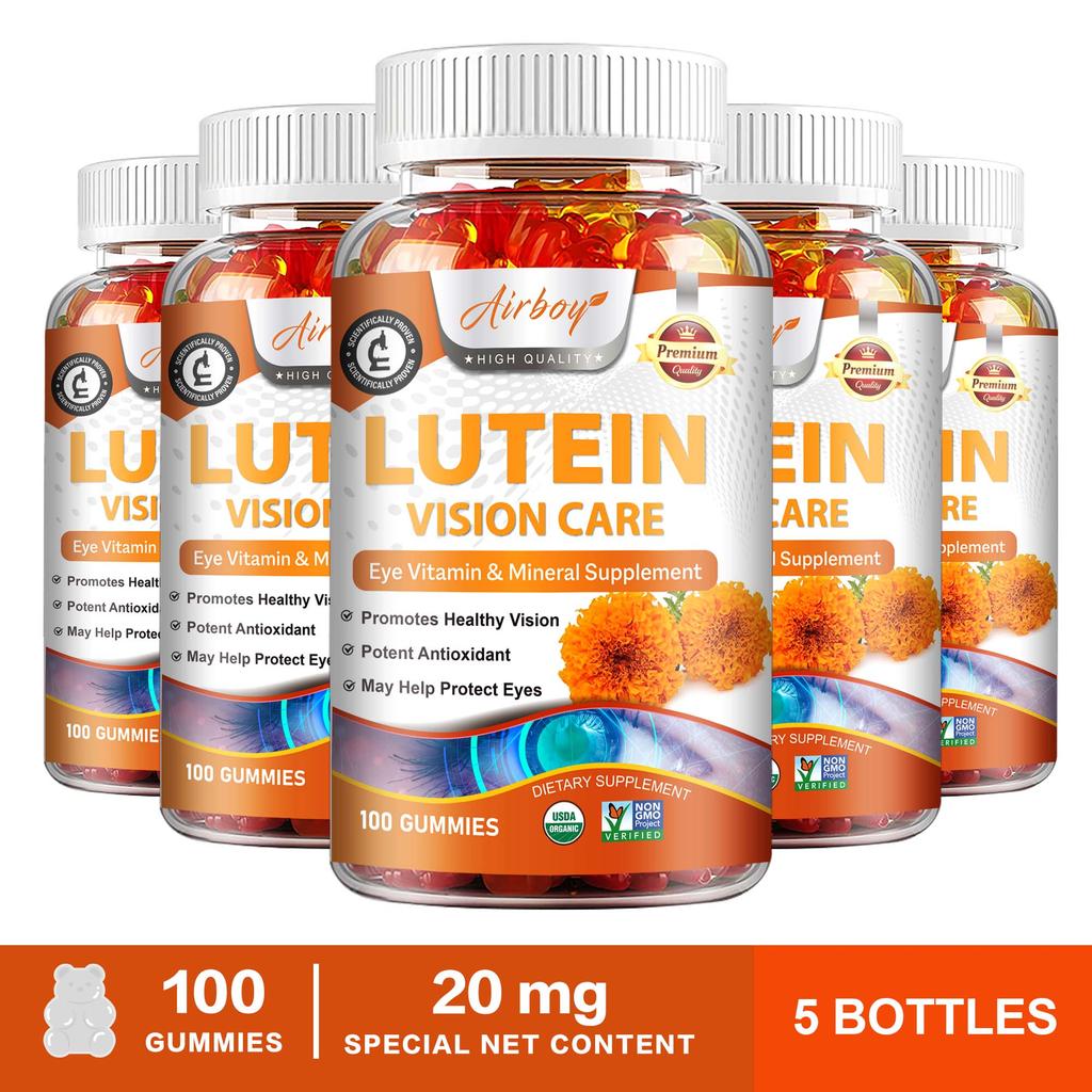 Lutein-Gummibärchen für die Augengesundheit, Enthält Zeaxanthin, Lutein-Multivitamin, Schützt die Augen, Starkes Antioxidans, Geeignet für Erwachsene