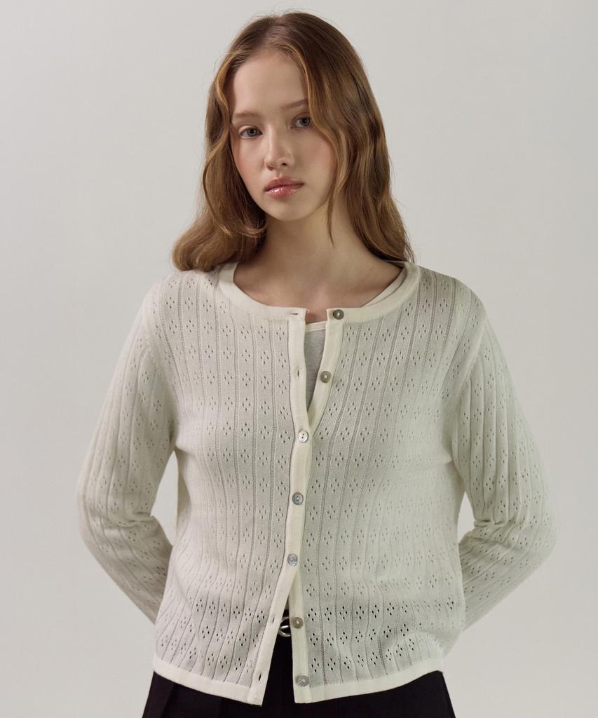 ELLIOTI Punching Knit Cardigan_3Color