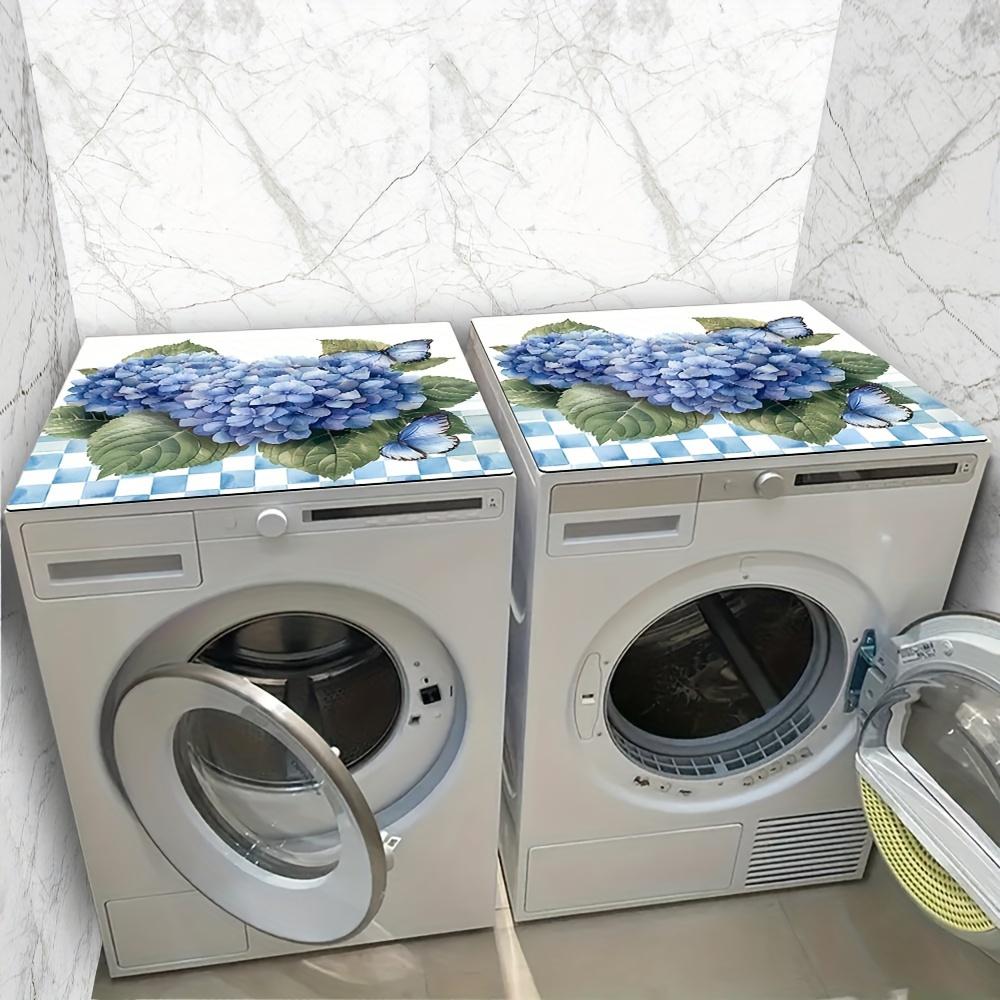 1Pcs Rubber Drying Mat With  Blue Flower  Print For Coffee Shop Restaurant Kitchen Carpet Tableware Durable Diatom Mud Table Mat Pet Mat Coffeeware