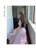 Women's Summer Purple Spaghetti Strap High Waist Maxi Dress