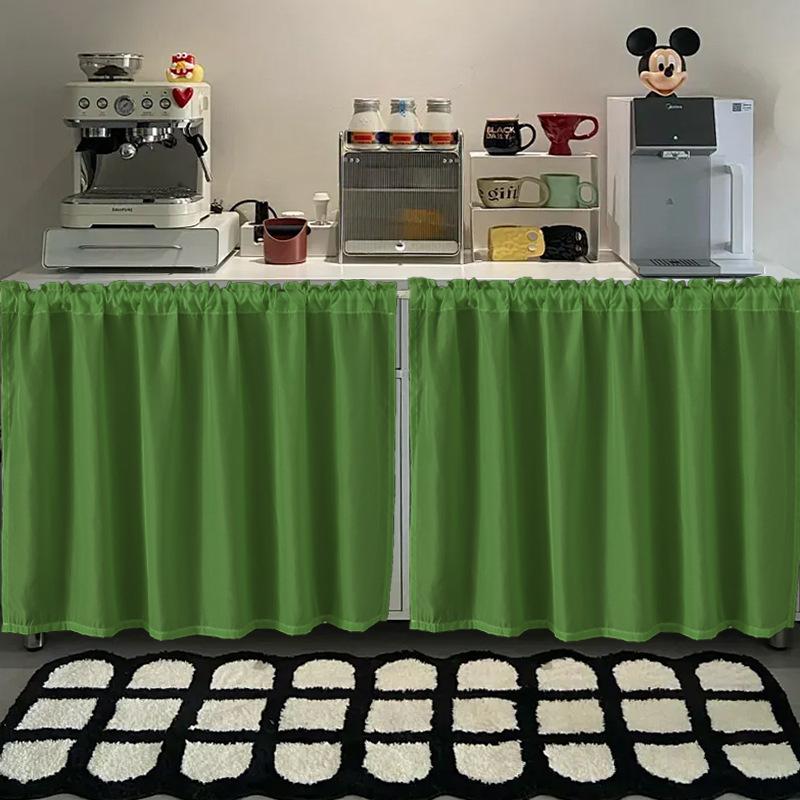 White Chiffon Waterproof Half Curtain Short Kitchen Cabinet Sundry Shade Partition Curtain Dining Table Table Skirt