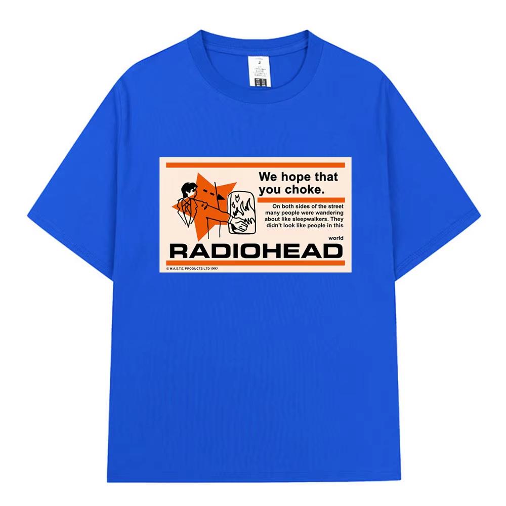 Radiohead We Hope That You Choke Rock Band T Shirts Men's Clothing Hip Hop Gothic Retro Casual Oversized T-shirts Streetwear
