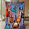 Electric Guitar Symphony 2 Theme Blanket Lightweight Warm Flannel Blanket Decorative Throw Blanket for Home Decoration