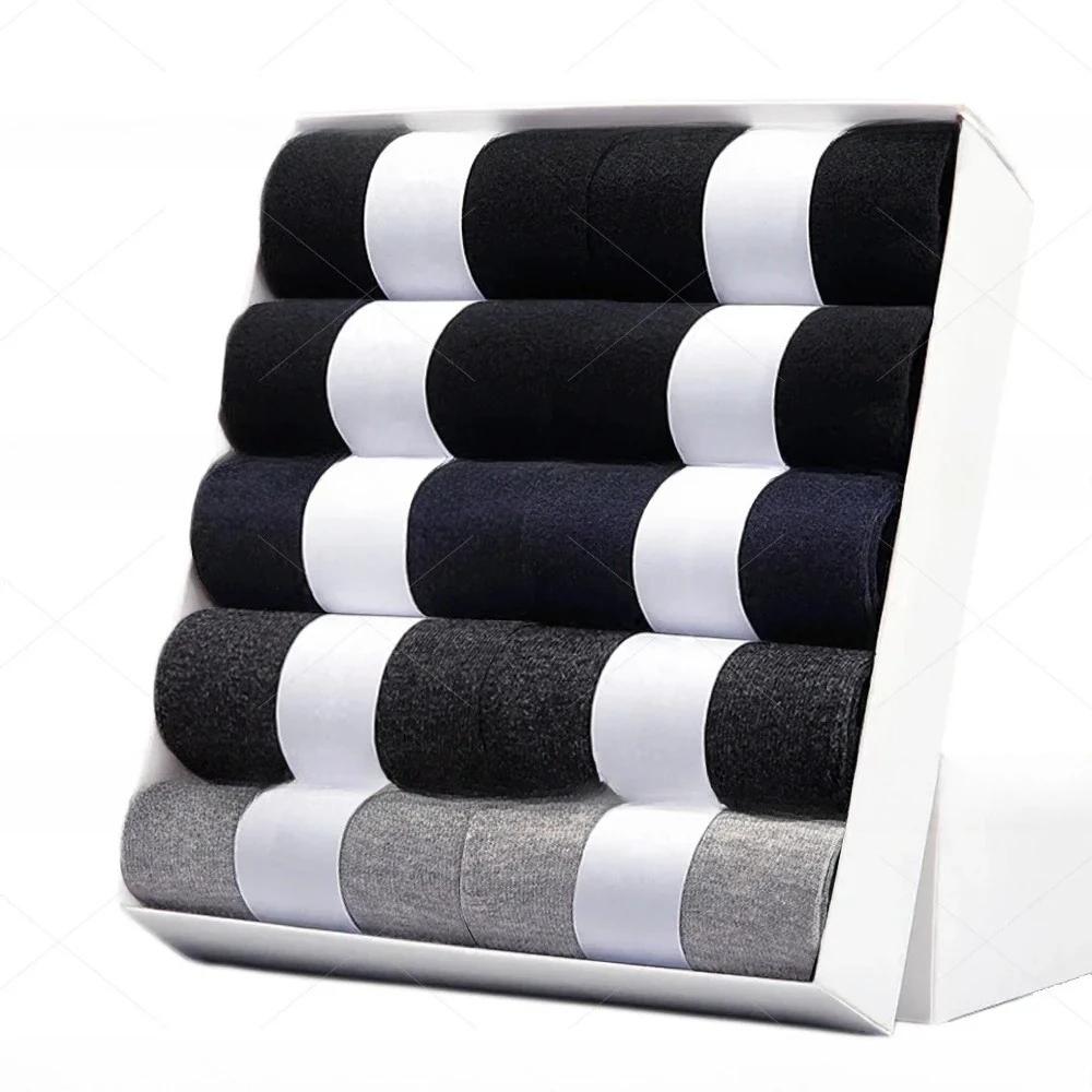 5 10 Pairs Men Socks Cotton Blend Black Business Casual Soft Breathable for Spring Summer Autumn Winter Size 6-13