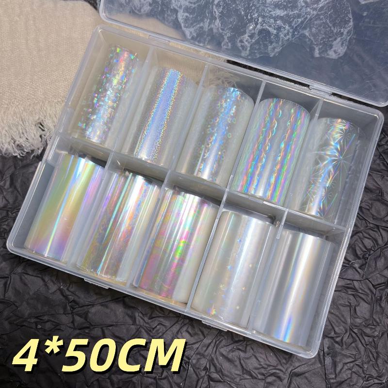 1 Set 10 Patterns Nail Foil Transfer Paper Metal Stickers For Professional DIY Nail Art Salon Home Decor