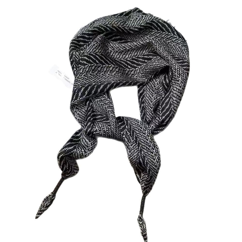 New simulated silk triangle scarf women's cashew flower small shawl neck protection silk scarf scarf fashion versatile scarf