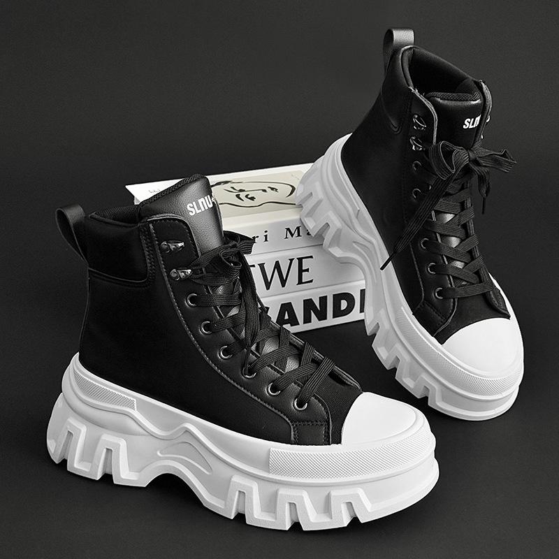 SLNU3 new shoes thick sole heightening leather surface leisure sports high top cross-border large size shoes