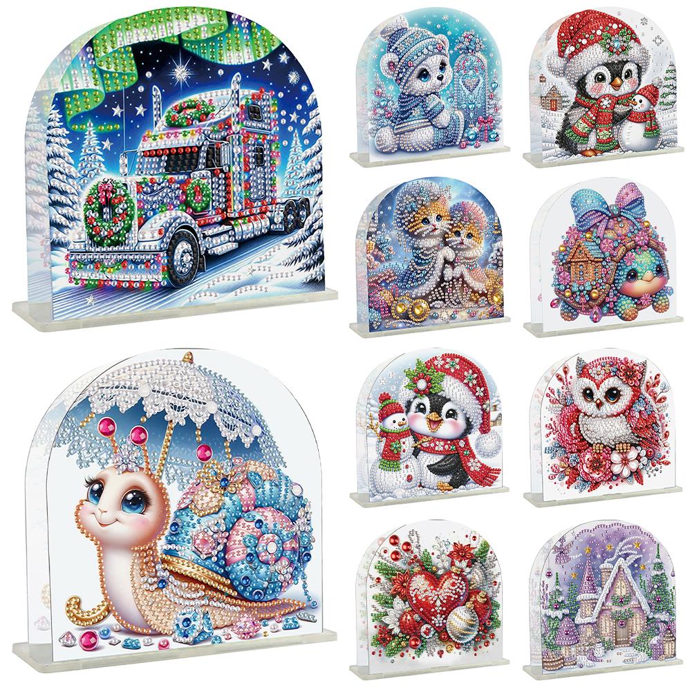 Diamond Painting Napkin Holder Rack Desktop Ornament Diamond Painting Tissue Storage Rack Acrylic Double Sided Xmas Table Decor